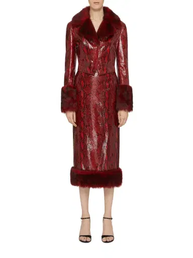 Givenchy Women's Skirt in Python Print Leather and Fur - Burgundy Red | Thumbnail 1 Givenchy Women's Skirt in Python Print Leather and Fur - Burgundy Red | Thumbnail 1