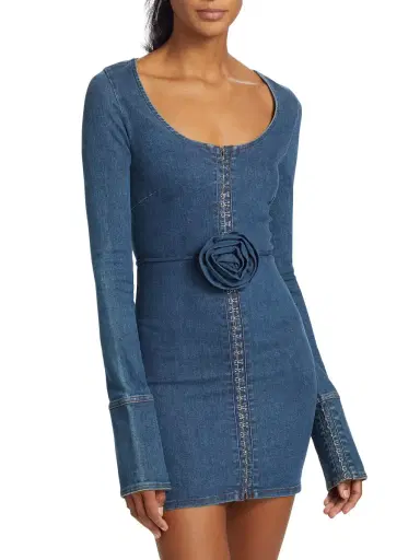 Rotate Birger Christensen Women's Stretch Denim Body-Con Minidress - Orion Blue | Thumbnail 2 Rotate Birger Christensen Women's Stretch Denim Body-Con Minidress - Orion Blue | Thumbnail 2