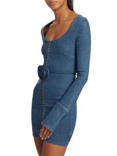 Rotate Birger Christensen Women's Stretch Denim Body-Con Minidress - Orion Blue | Thumbnail 3 Rotate Birger Christensen Women's Stretch Denim Body-Con Minidress - Orion Blue | Thumbnail 3