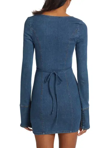 Rotate Birger Christensen Women's Stretch Denim Body-Con Minidress - Orion Blue | Thumbnail 4 Rotate Birger Christensen Women's Stretch Denim Body-Con Minidress - Orion Blue | Thumbnail 4
