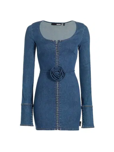 Rotate Birger Christensen Women's Stretch Denim Body-Con Minidress - Orion Blue | Thumbnail 8 Rotate Birger Christensen Women's Stretch Denim Body-Con Minidress - Orion Blue | Thumbnail 8
