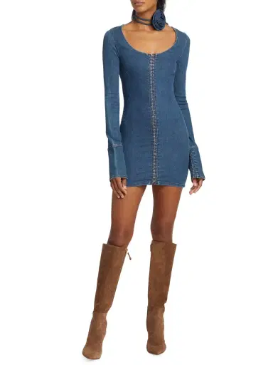 Rotate Birger Christensen Women's Stretch Denim Body-Con Minidress - Orion Blue | Thumbnail 1 Rotate Birger Christensen Women's Stretch Denim Body-Con Minidress - Orion Blue | Thumbnail 1