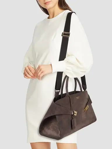 Ferragamo Women's Large Hug Suede Top Handle Bag | Thumbnail 2 Ferragamo Women's Large Hug Suede Top Handle Bag | Thumbnail 2