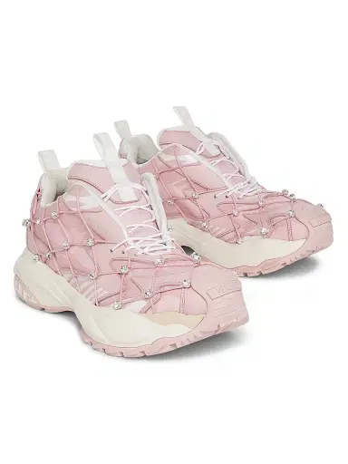 Versace Women's V2 Mercury Crystal-Embellished Sneakers - Dusty Rose White | Thumbnail 2 Versace Women's V2 Mercury Crystal-Embellished Sneakers - Dusty Rose White | Thumbnail 2