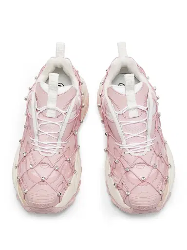 Versace Women's V2 Mercury Crystal-Embellished Sneakers - Dusty Rose White | Thumbnail 4 Versace Women's V2 Mercury Crystal-Embellished Sneakers - Dusty Rose White | Thumbnail 4