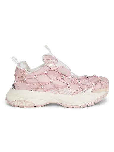 Versace Women's V2 Mercury Crystal-Embellished Sneakers - Dusty Rose White | Thumbnail 1 Versace Women's V2 Mercury Crystal-Embellished Sneakers - Dusty Rose White | Thumbnail 1