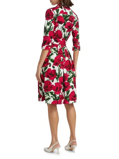 Samantha Sung Women's Poppy Stretch Cotton Shirtdress - White Pink | Thumbnail 5 Samantha Sung Women's Poppy Stretch Cotton Shirtdress - White Pink | Thumbnail 5