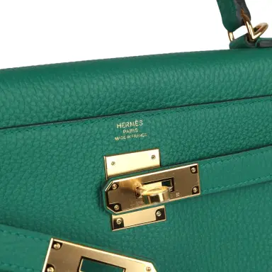 HERMÈS Hermes Kelly Retourne 28 Vert Vertigo Clemence Gold Hardware | Thumbnail 7 HERMÈS Hermes Kelly Retourne 28 Vert Vertigo Clemence Gold Hardware | Thumbnail 7