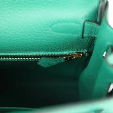 HERMÈS Hermes Kelly Retourne 28 Vert Vertigo Clemence Gold Hardware | Thumbnail 9 HERMÈS Hermes Kelly Retourne 28 Vert Vertigo Clemence Gold Hardware | Thumbnail 9