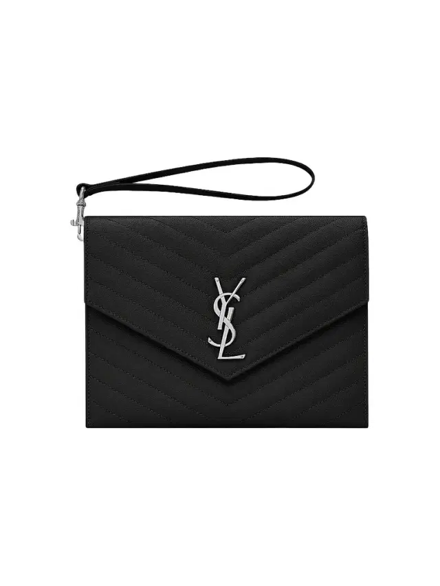 Women's Cassandre Matelasse Flap Pouch in Quilted Grain De Poudre Embossed Leather Women's Cassandre Matelasse Flap Pouch in Quilted Grain De Poudre Embossed Leather