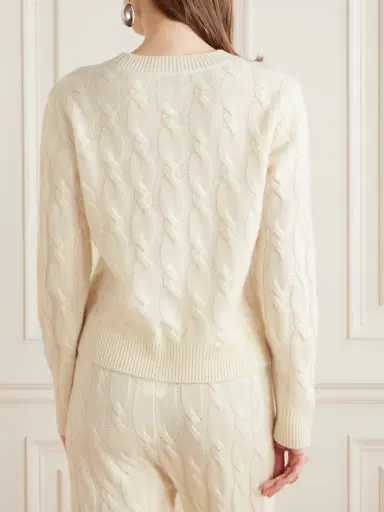 Sporty & Rich + Le Bristol Paris Faubourg Cable-knit Cashmere And Wool-blend Sweater | Thumbnail 4 Sporty & Rich + Le Bristol Paris Faubourg Cable-knit Cashmere And Wool-blend Sweater | Thumbnail 4