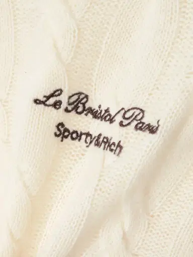 Sporty & Rich + Le Bristol Paris Faubourg Cable-knit Cashmere And Wool-blend Sweater | Thumbnail 5 Sporty & Rich + Le Bristol Paris Faubourg Cable-knit Cashmere And Wool-blend Sweater | Thumbnail 5