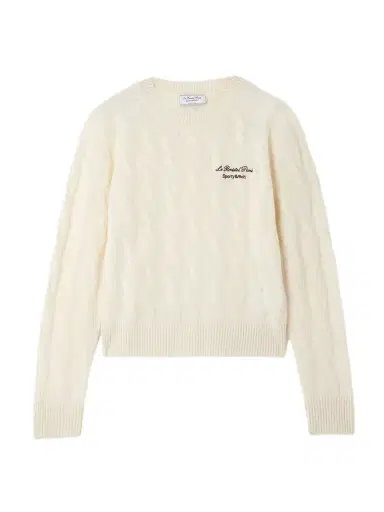 Sporty & Rich + Le Bristol Paris Faubourg Cable-knit Cashmere And Wool-blend Sweater | Thumbnail 1 Sporty & Rich + Le Bristol Paris Faubourg Cable-knit Cashmere And Wool-blend Sweater | Thumbnail 1