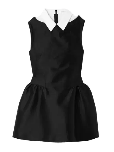 SHUSHU/TONG Gathered Wool And Linen-blend Trimmed Wool And Silk-blend Twill Mini Dress | Thumbnail 1 SHUSHU/TONG Gathered Wool And Linen-blend Trimmed Wool And Silk-blend Twill Mini Dress | Thumbnail 1