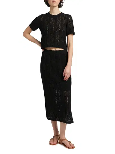 dh New York Women's Francis Open Knit Midi-Skirt - Black | Thumbnail 2 dh New York Women's Francis Open Knit Midi-Skirt - Black | Thumbnail 2