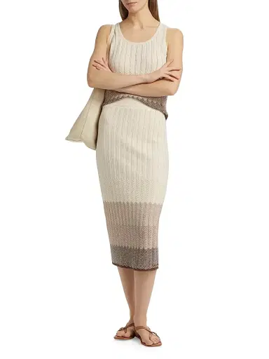 Design History Women's Ombré Striped Cotton-Linen Midi-Skirt - Linen Combo | Thumbnail 2 Design History Women's Ombré Striped Cotton-Linen Midi-Skirt - Linen Combo | Thumbnail 2