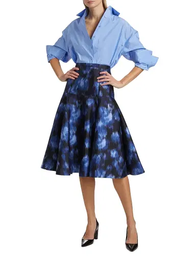 Michael Kors Collection Women's Silk-Cotton Button-Front Shirt - Ice | Thumbnail 2 Michael Kors Collection Women's Silk-Cotton Button-Front Shirt - Ice | Thumbnail 2
