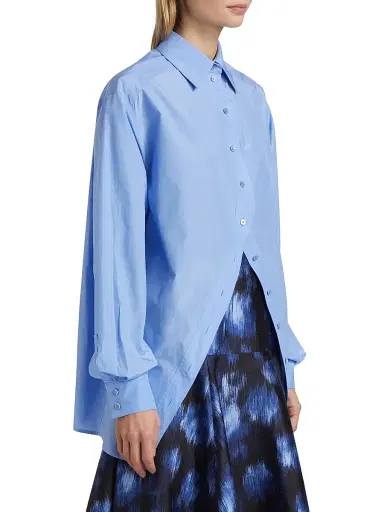 Michael Kors Collection Women's Silk-Cotton Button-Front Shirt - Ice | Thumbnail 4 Michael Kors Collection Women's Silk-Cotton Button-Front Shirt - Ice | Thumbnail 4
