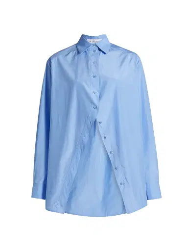 Michael Kors Collection Women's Silk-Cotton Button-Front Shirt - Ice | Thumbnail 1 Michael Kors Collection Women's Silk-Cotton Button-Front Shirt - Ice | Thumbnail 1