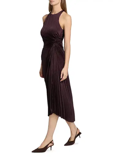 A.L.C. Women's Reagan Pleated Midi-Dress - Deep Plum | Thumbnail 2 A.L.C. Women's Reagan Pleated Midi-Dress - Deep Plum | Thumbnail 2