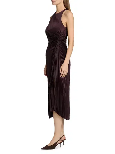 A.L.C. Women's Reagan Pleated Midi-Dress - Deep Plum | Thumbnail 4 A.L.C. Women's Reagan Pleated Midi-Dress - Deep Plum | Thumbnail 4
