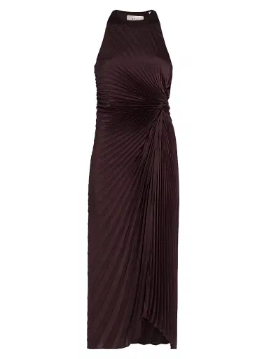 A.L.C. Women's Reagan Pleated Midi-Dress - Deep Plum | Thumbnail 1 A.L.C. Women's Reagan Pleated Midi-Dress - Deep Plum | Thumbnail 1