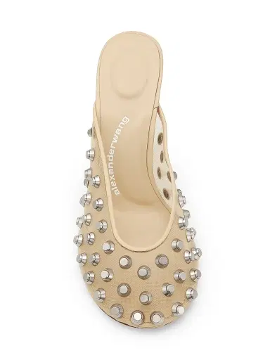 Alexander Wang Women's Rhodes 105MM Studded Mesh & Leather Mules - Nude | Thumbnail 3 Alexander Wang Women's Rhodes 105MM Studded Mesh & Leather Mules - Nude | Thumbnail 3