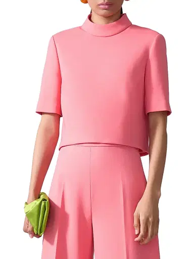 Carolina Herrera Women's Stretch-Wool Mock Turtleneck Top - Sunset | Thumbnail 2 Carolina Herrera Women's Stretch-Wool Mock Turtleneck Top - Sunset | Thumbnail 2