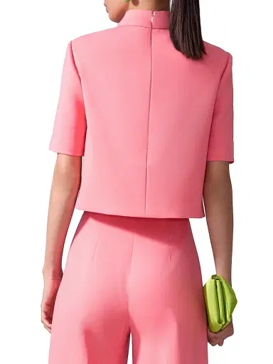 Carolina Herrera Women's Stretch-Wool Mock Turtleneck Top - Sunset | Thumbnail 3 Carolina Herrera Women's Stretch-Wool Mock Turtleneck Top - Sunset | Thumbnail 3