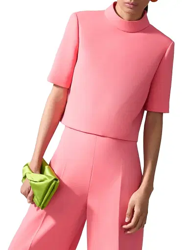 Carolina Herrera Women's Stretch-Wool Mock Turtleneck Top - Sunset | Thumbnail 4 Carolina Herrera Women's Stretch-Wool Mock Turtleneck Top - Sunset | Thumbnail 4