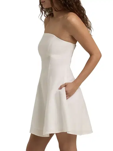 Favorite Daughter Women's The Favorite Linen-Blend Strapless Minidress - Bright White | Thumbnail 4 Favorite Daughter Women's The Favorite Linen-Blend Strapless Minidress - Bright White | Thumbnail 4