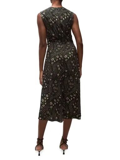 Veronica Beard Women's Viviana Gathered Floral Stretch-Silk Midi-Dress - Black Multi | Thumbnail 4 Veronica Beard Women's Viviana Gathered Floral Stretch-Silk Midi-Dress - Black Multi | Thumbnail 4
