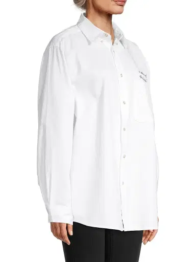 juju + stitch Oversized Mother Of The Bride Embroidered Button-Up Shirt - White | Thumbnail 4 juju + stitch Oversized Mother Of The Bride Embroidered Button-Up Shirt - White | Thumbnail 4