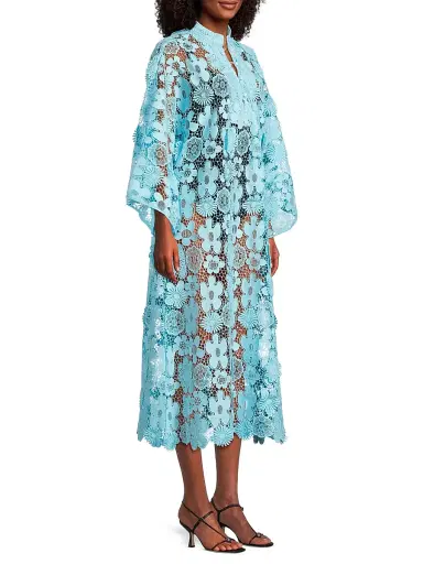 La Vie Style House Women's Mod Floral Lace Caftan - Blue | Thumbnail 4 La Vie Style House Women's Mod Floral Lace Caftan - Blue | Thumbnail 4