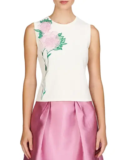 Kay Unger Women's Kathryn Floral Embroidered Knit Top | Thumbnail 3 Kay Unger Women's Kathryn Floral Embroidered Knit Top | Thumbnail 3