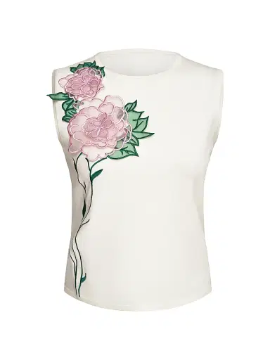 Kay Unger Women's Kathryn Floral Embroidered Knit Top | Thumbnail 1 Kay Unger Women's Kathryn Floral Embroidered Knit Top | Thumbnail 1