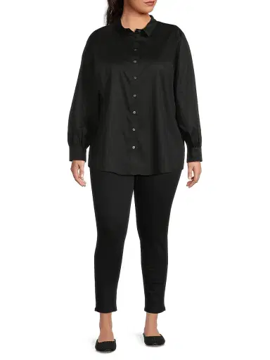 Harshman Women's Plus Franklin Shirt - Black | Thumbnail 2 Harshman Women's Plus Franklin Shirt - Black | Thumbnail 2