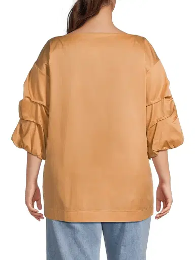 Harshman Women's Plus Balia Popover Cotton Gathered-Sleeve Blouse - Sand | Thumbnail 5 Harshman Women's Plus Balia Popover Cotton Gathered-Sleeve Blouse - Sand | Thumbnail 5