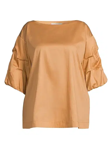 Harshman Women's Plus Balia Popover Cotton Gathered-Sleeve Blouse - Sand | Thumbnail 1 Harshman Women's Plus Balia Popover Cotton Gathered-Sleeve Blouse - Sand | Thumbnail 1