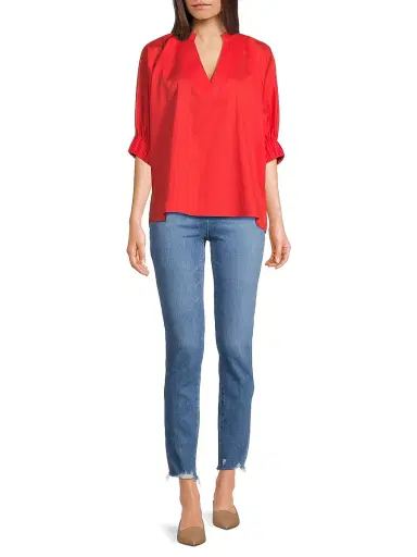Harshman Women's Medina Cotton Blouse - Poppy Red | Thumbnail 2 Harshman Women's Medina Cotton Blouse - Poppy Red | Thumbnail 2