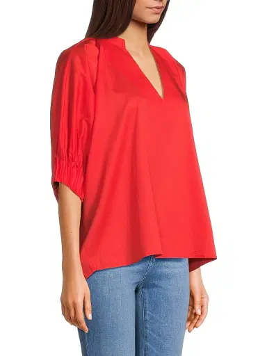 Harshman Women's Medina Cotton Blouse - Poppy Red | Thumbnail 4 Harshman Women's Medina Cotton Blouse - Poppy Red | Thumbnail 4