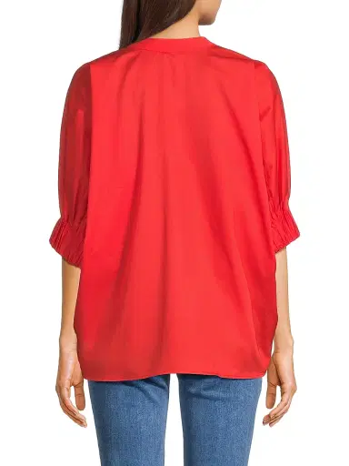 Harshman Women's Medina Cotton Blouse - Poppy Red | Thumbnail 5 Harshman Women's Medina Cotton Blouse - Poppy Red | Thumbnail 5