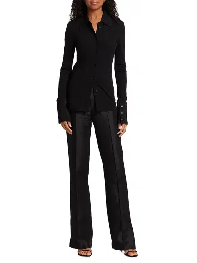 Helmut Lang Women's Fitted Button-Front Shirt - Black | Thumbnail 2 Helmut Lang Women's Fitted Button-Front Shirt - Black | Thumbnail 2