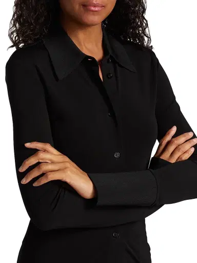 Helmut Lang Women's Fitted Button-Front Shirt - Black | Thumbnail 6 Helmut Lang Women's Fitted Button-Front Shirt - Black | Thumbnail 6