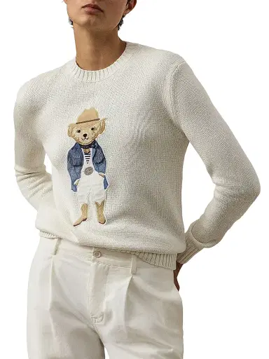 Ralph Lauren Collection Women's Hamptons Spring Polo Bear Lofty Silk Sweater - Cream | Thumbnail 2 Ralph Lauren Collection Women's Hamptons Spring Polo Bear Lofty Silk Sweater - Cream | Thumbnail 2