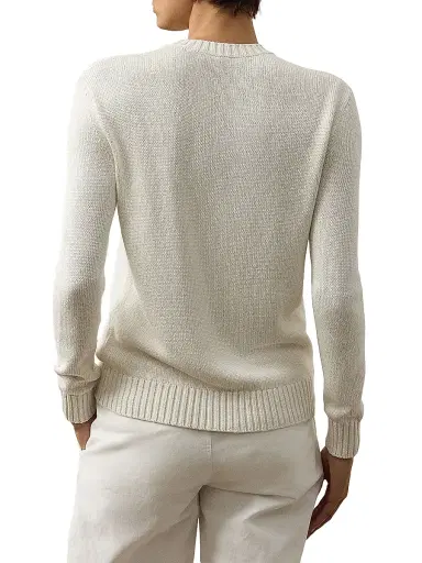 Ralph Lauren Collection Women's Hamptons Spring Polo Bear Lofty Silk Sweater - Cream | Thumbnail 3 Ralph Lauren Collection Women's Hamptons Spring Polo Bear Lofty Silk Sweater - Cream | Thumbnail 3