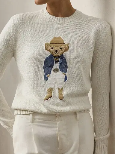 Ralph Lauren Collection Women's Hamptons Spring Polo Bear Lofty Silk Sweater - Cream | Thumbnail 4 Ralph Lauren Collection Women's Hamptons Spring Polo Bear Lofty Silk Sweater - Cream | Thumbnail 4