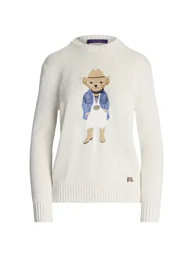 Ralph Lauren Collection Women's Hamptons Spring Polo Bear Lofty Silk Sweater - Cream | Thumbnail 1 Ralph Lauren Collection Women's Hamptons Spring Polo Bear Lofty Silk Sweater - Cream | Thumbnail 1
