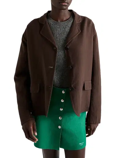 Prada Women's Single-Breasted Old Double Cotton Jacket - Brown | Thumbnail 2 Prada Women's Single-Breasted Old Double Cotton Jacket - Brown | Thumbnail 2