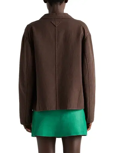 Prada Women's Single-Breasted Old Double Cotton Jacket - Brown | Thumbnail 3 Prada Women's Single-Breasted Old Double Cotton Jacket - Brown | Thumbnail 3